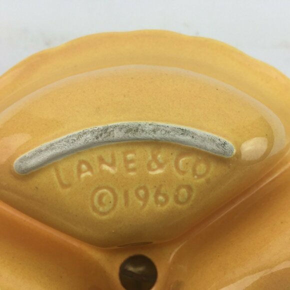 Vintage 60s MCM Lane & Co Divided Serving Dish Yellow Party Gold USA 1960 - Picture 4 of 9